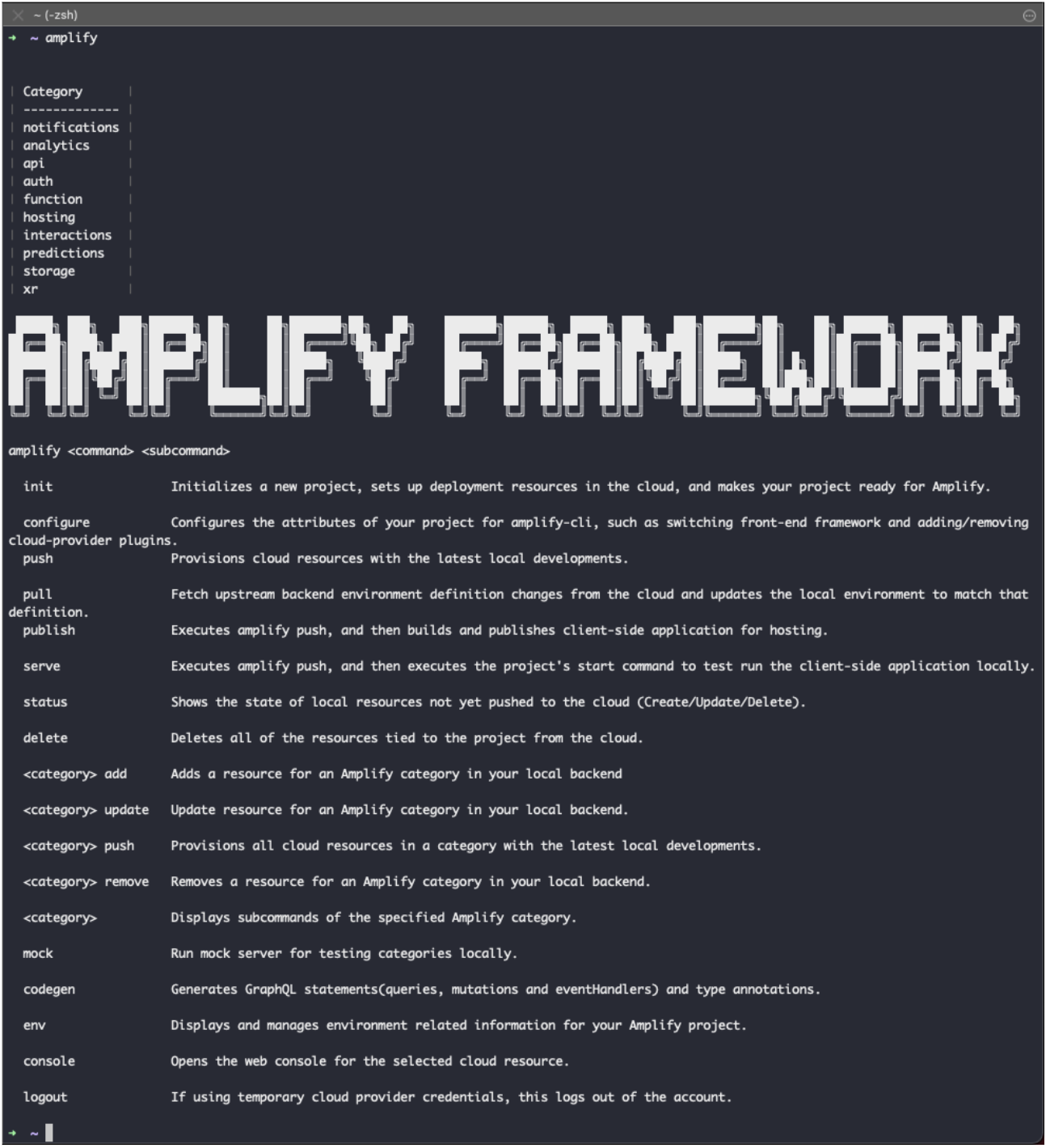Amplify CLI commands