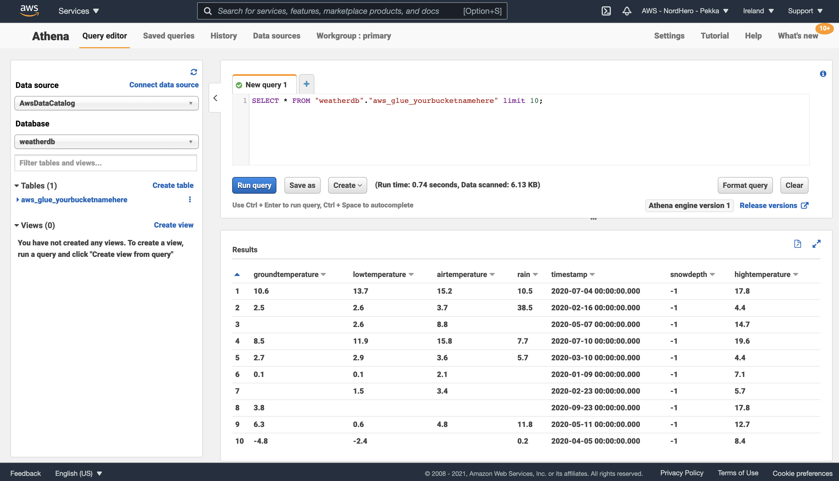 Querying data with Athena