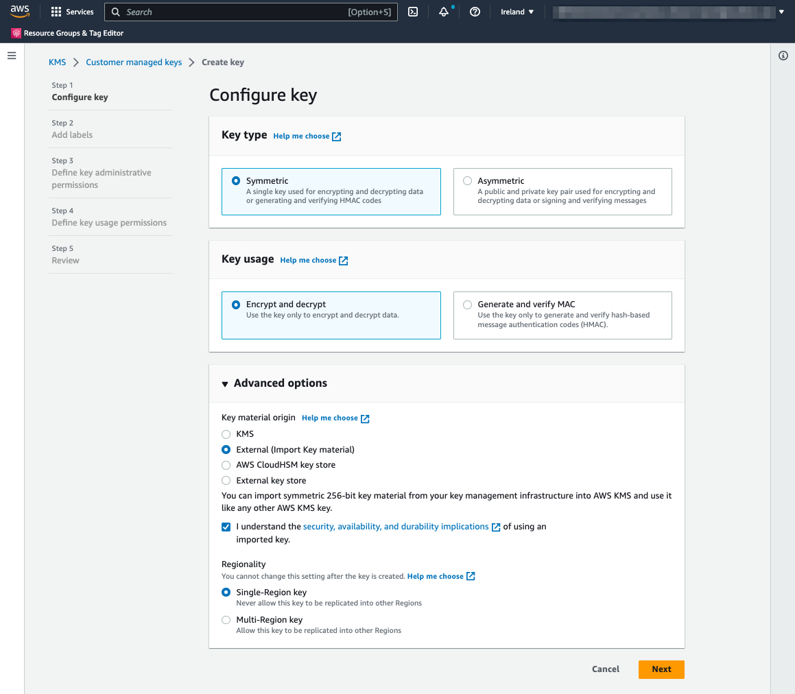 Configure key